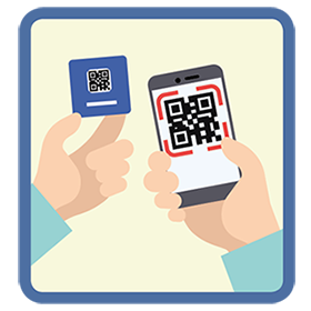 Illustrations showint the capture of QR codes located in the back of Business4ALL cards